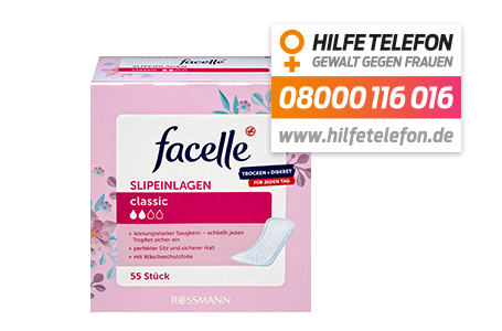 Hilfehotline jetzt auf Produkten der ROSSMANN Marke facelle