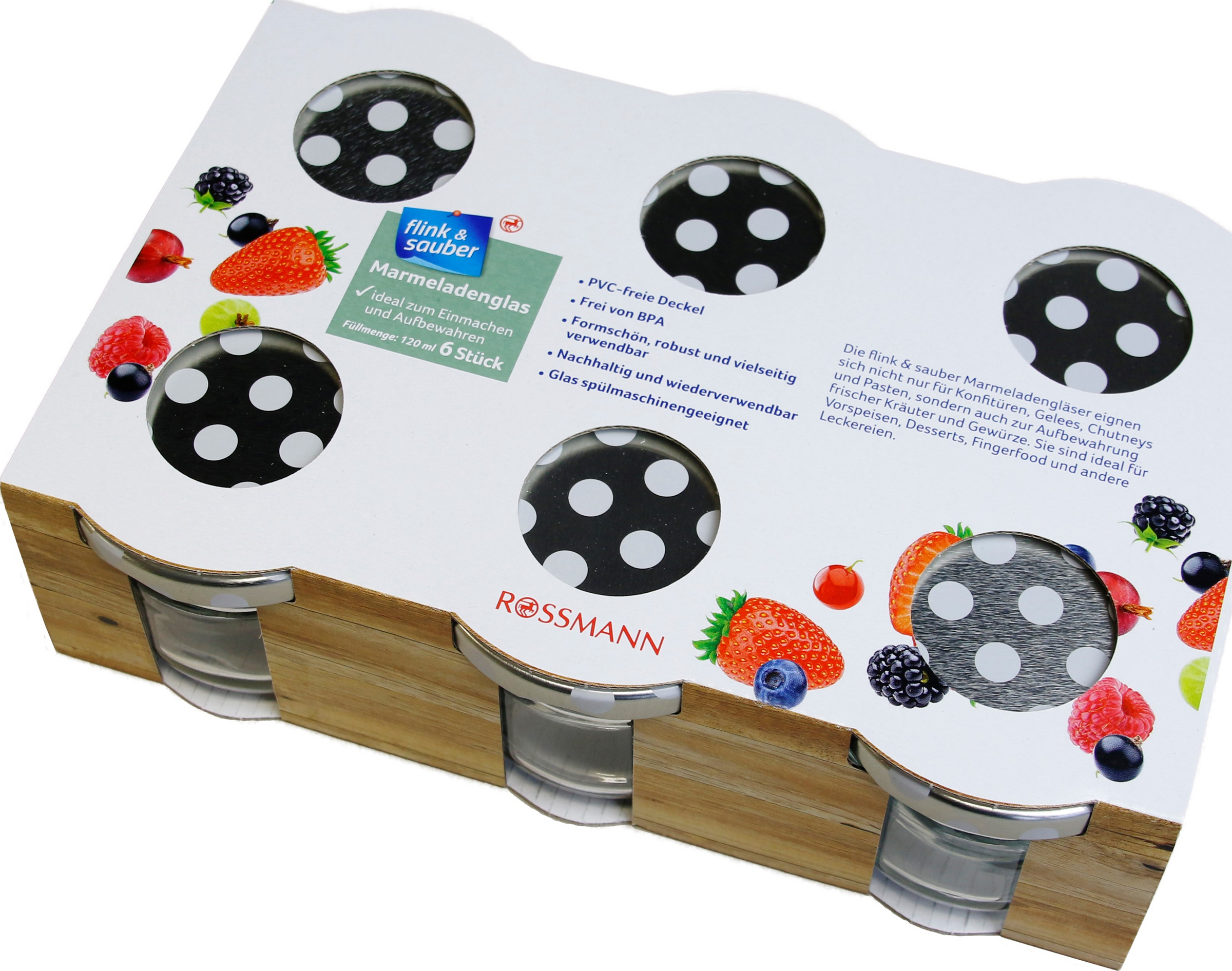 flink & sauber 6 Einmachgläser mit einer Füllmenge von 120 ml