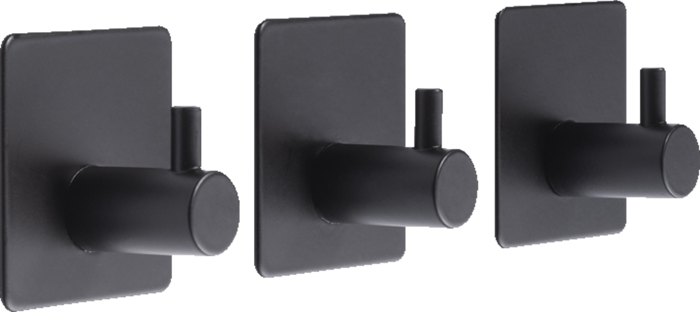 3er Set Selbstklebende Wandhaken schwarz