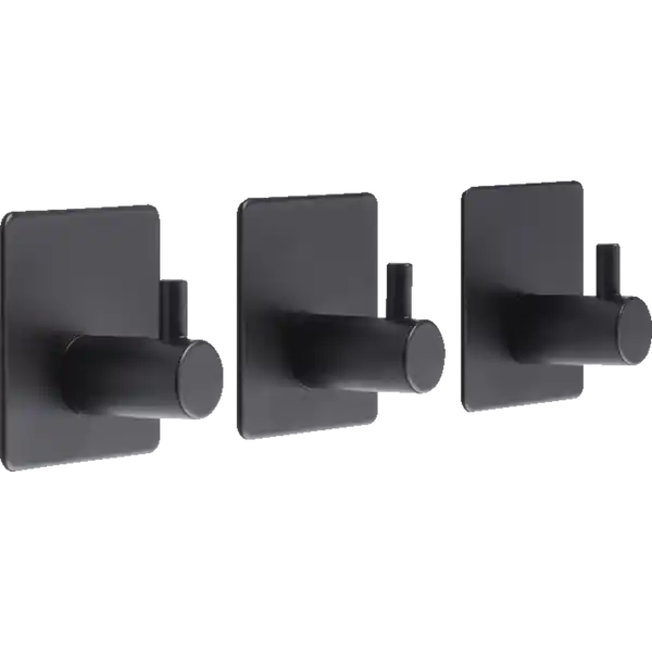 3er Set Selbstklebende Wandhaken schwarz