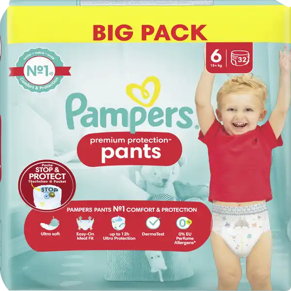 Pampers Windeln Premium Protection Pants Größe 6, Big Pack
