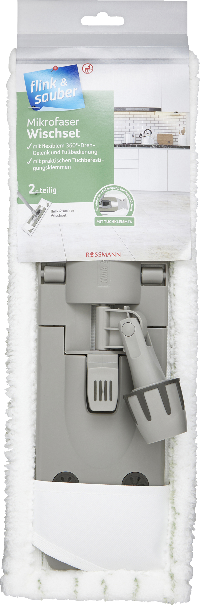 flink & sauber 2-tlg. Mikrofaser Bodenwischsystem