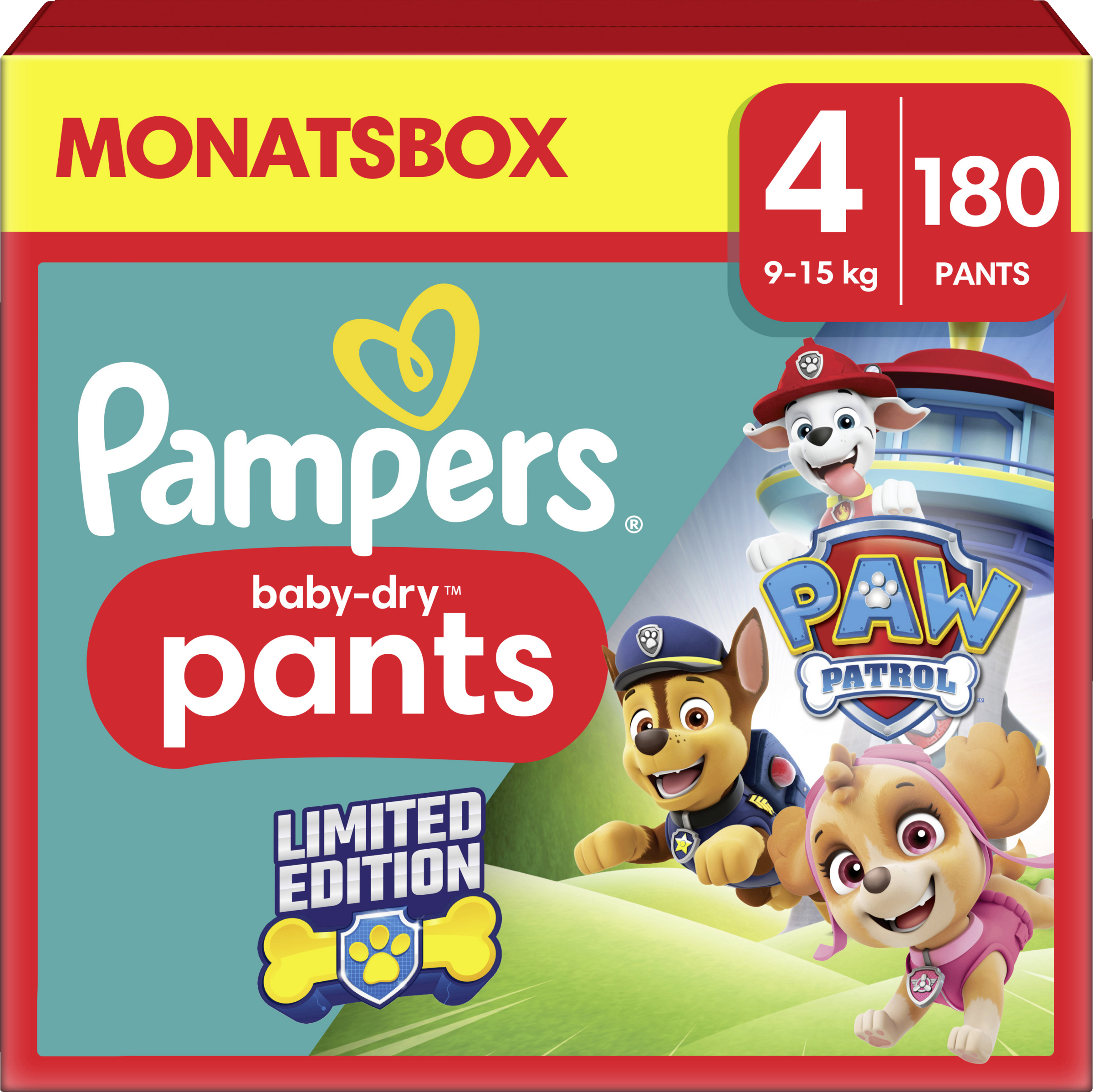 Pampers Baby Dry Pants Paw Patrol Gr. 4 Maxi (9-15kg) Monatsbox 180 Stück