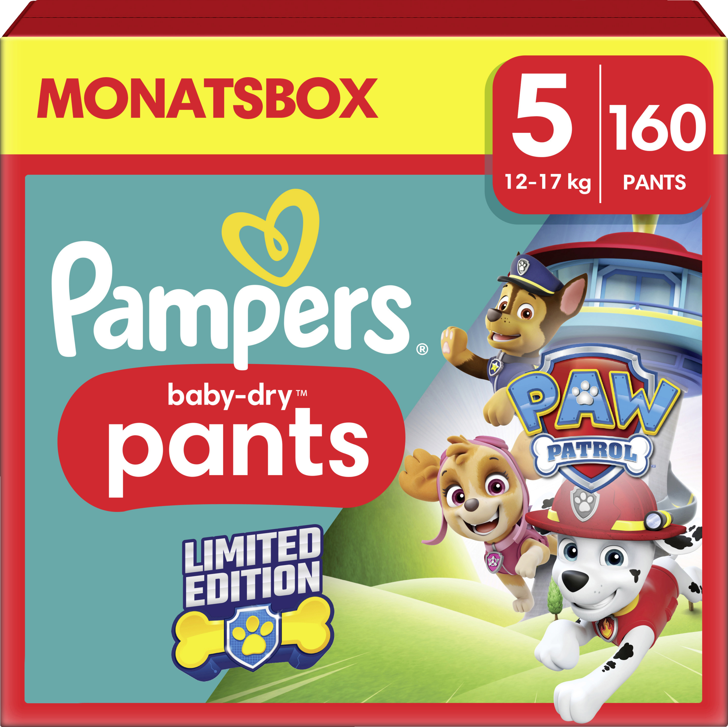 Pampers Baby Dry Pants Paw Patrol Gr. 5 Junior (12-17kg) Monatsbox 160 Stück