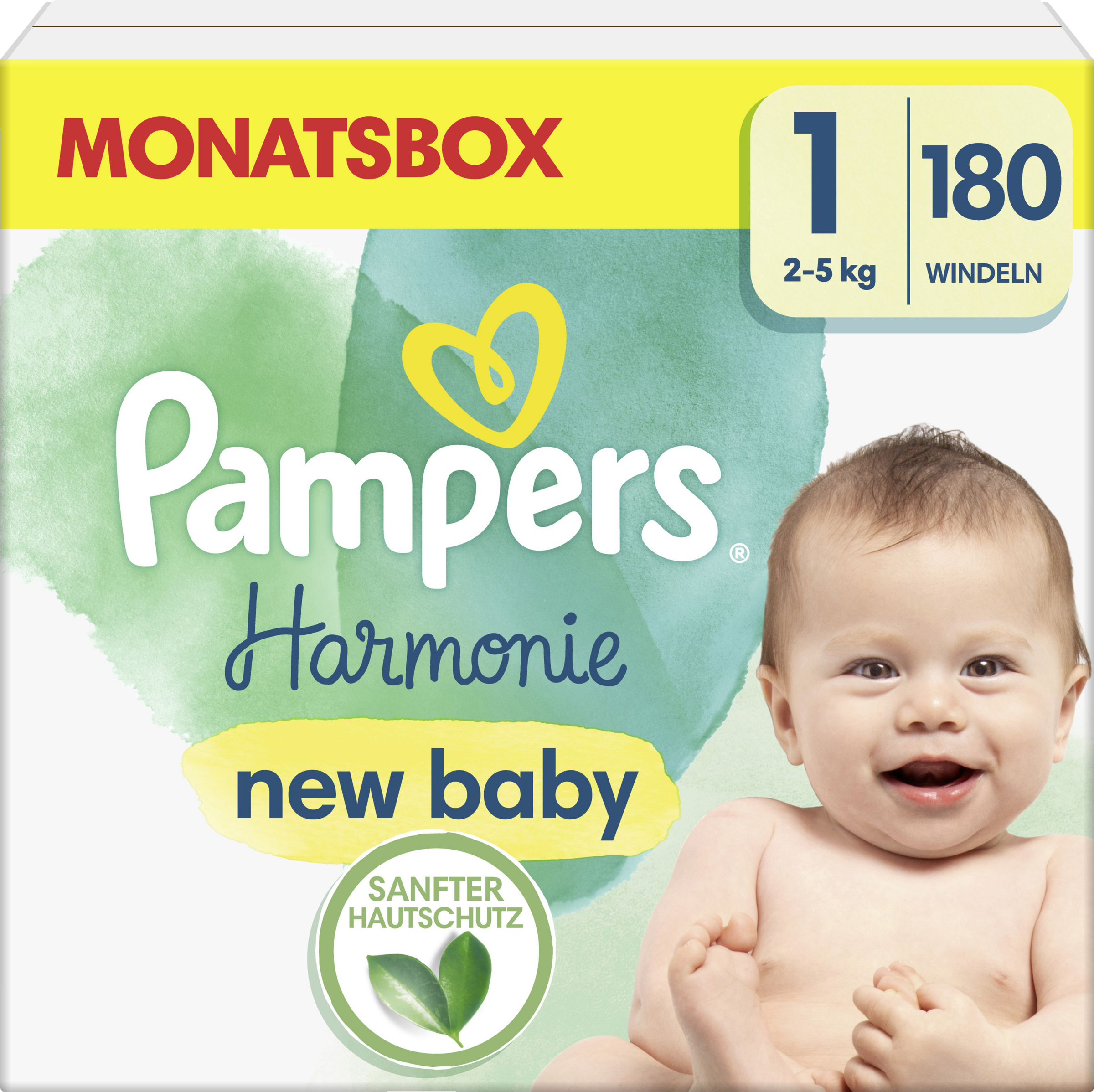 Pampers Harmonie Windeln Gr. 1 New Born (2-5 kg) Monatsbox 180 Stück