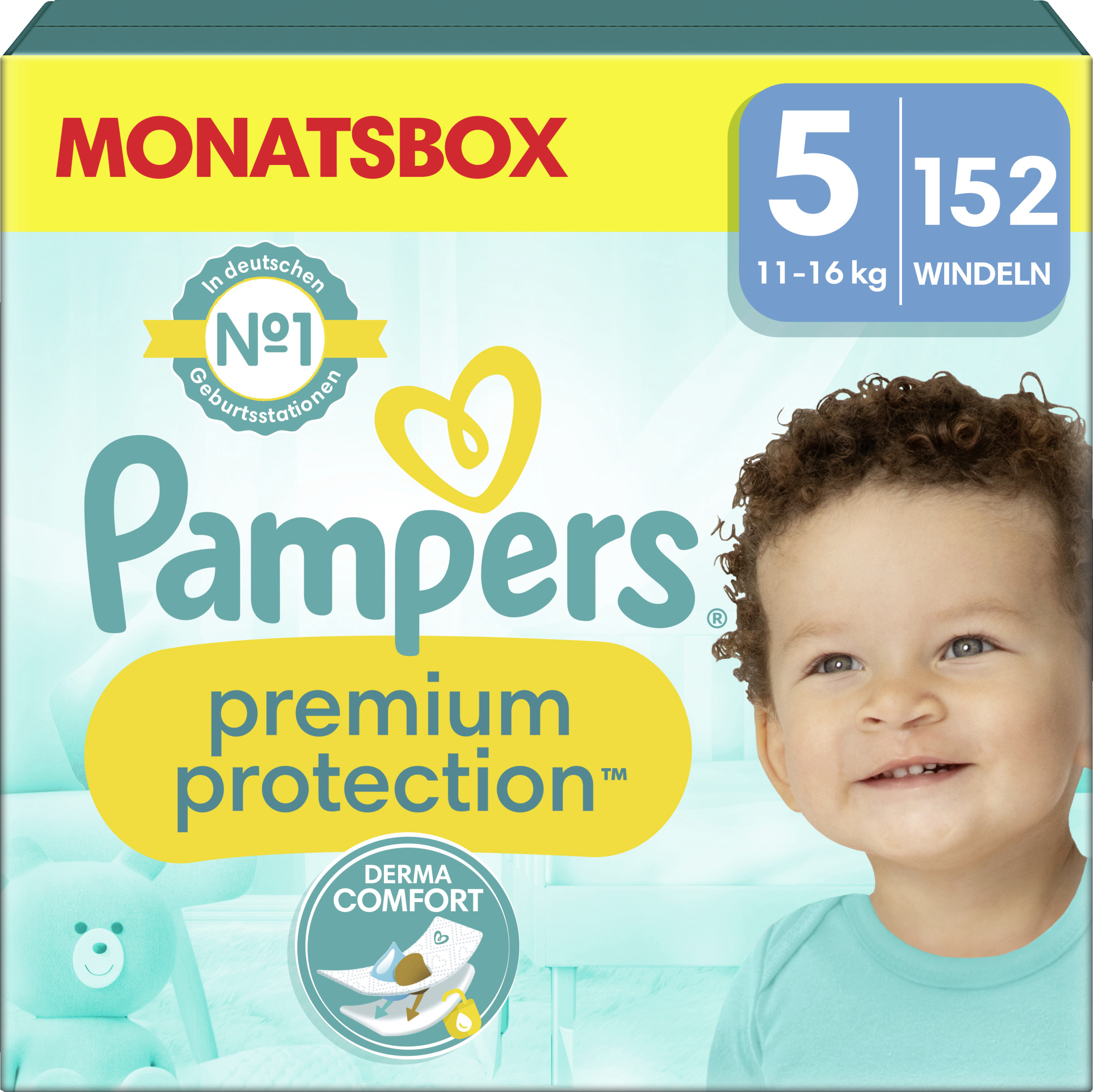 Pampers Premium Protection Windeln Gr. 5 Junior (11-16 kg) Monatsbox 152 Stück