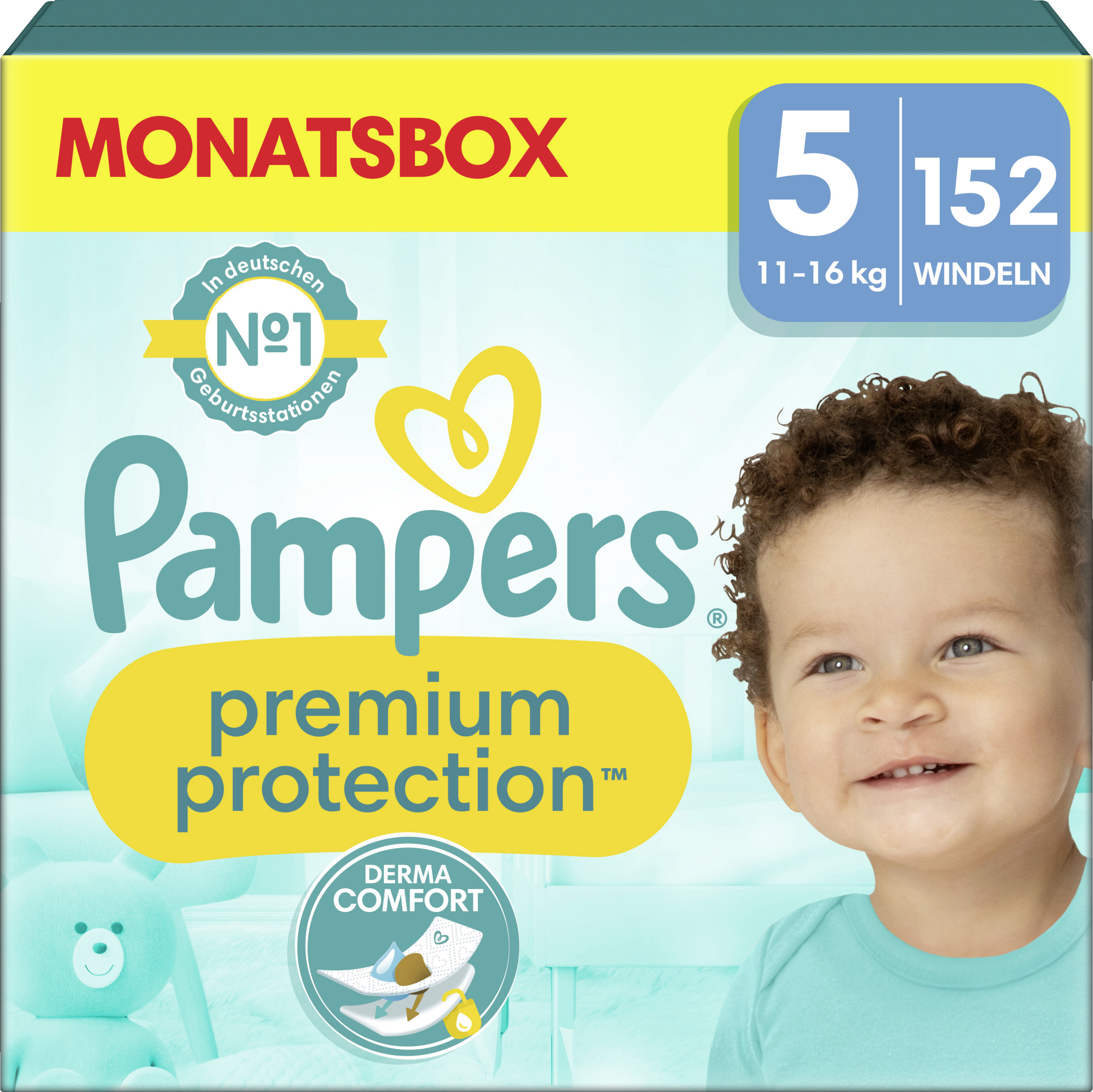 Pampers Premium Protection Windeln Gr. 5 Junior (11-16 kg) Monatsbox 152 Stück