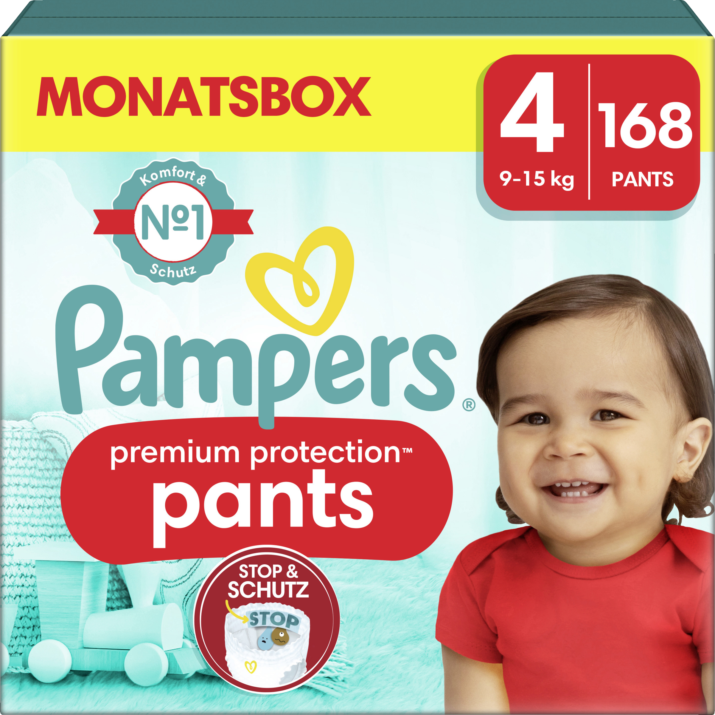 Pampers Premium Protection Pants Gr. 4 Maxi (9-15 kg) Monatsbox 168 Stück