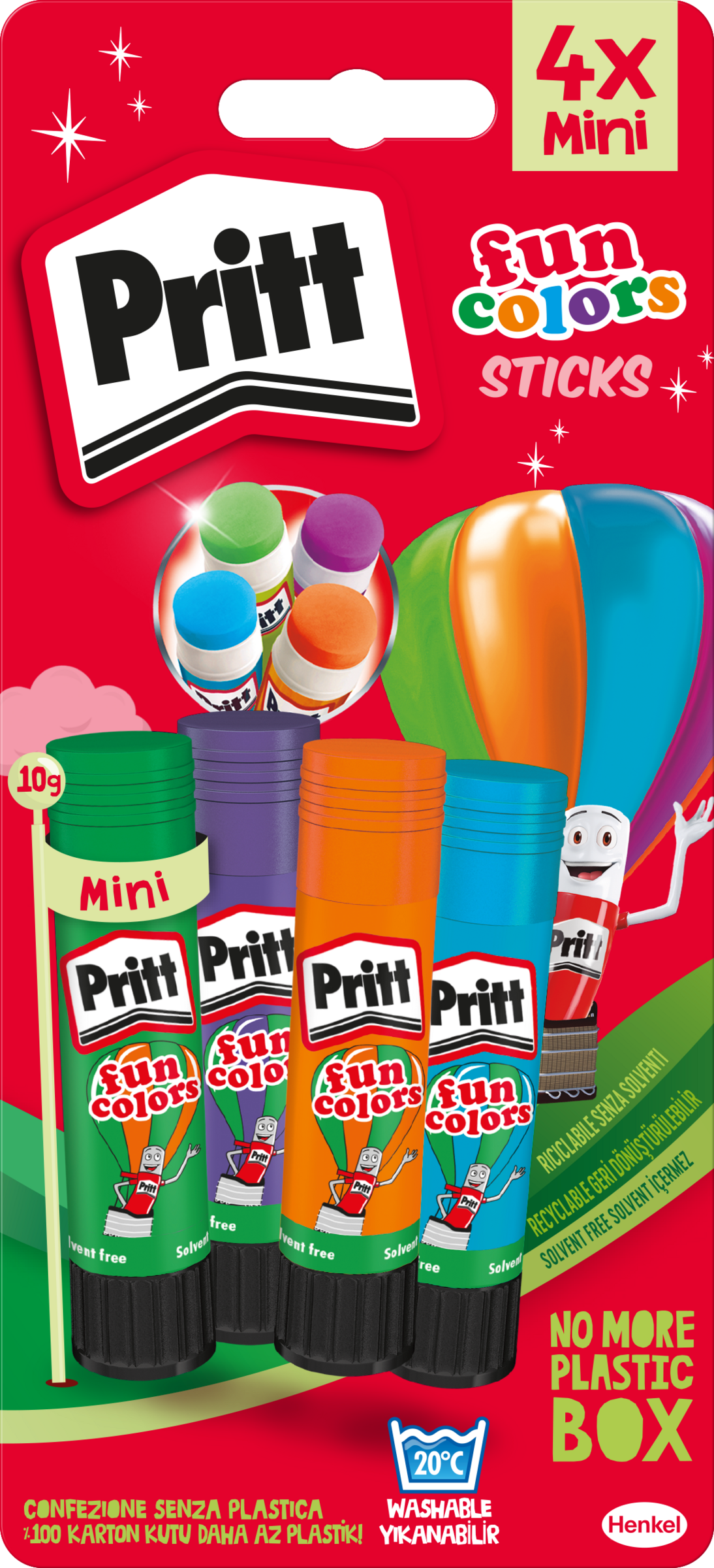 Pritt Klebestifte Fun Colors Blau, Lila, Grün, Orange