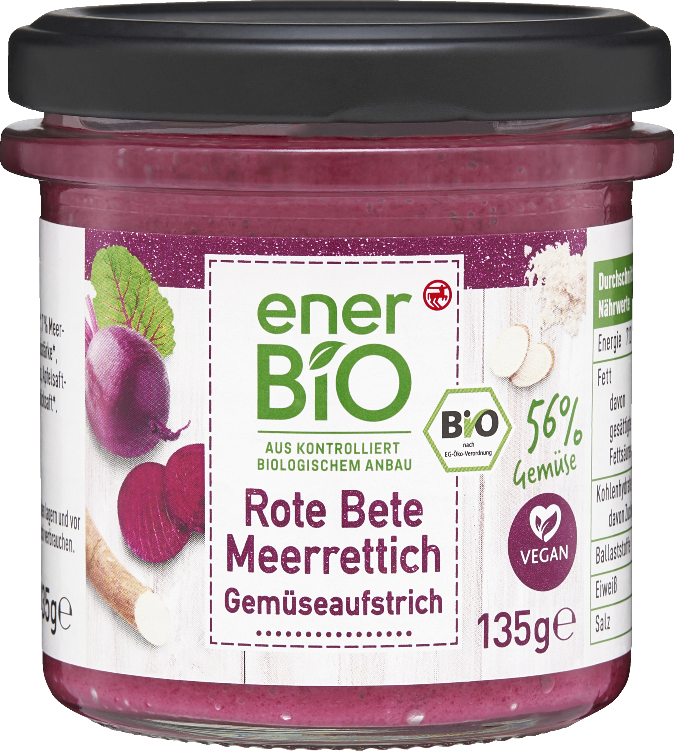 enerBiO Rote Bete Meerrettich Gemüseaufstrich