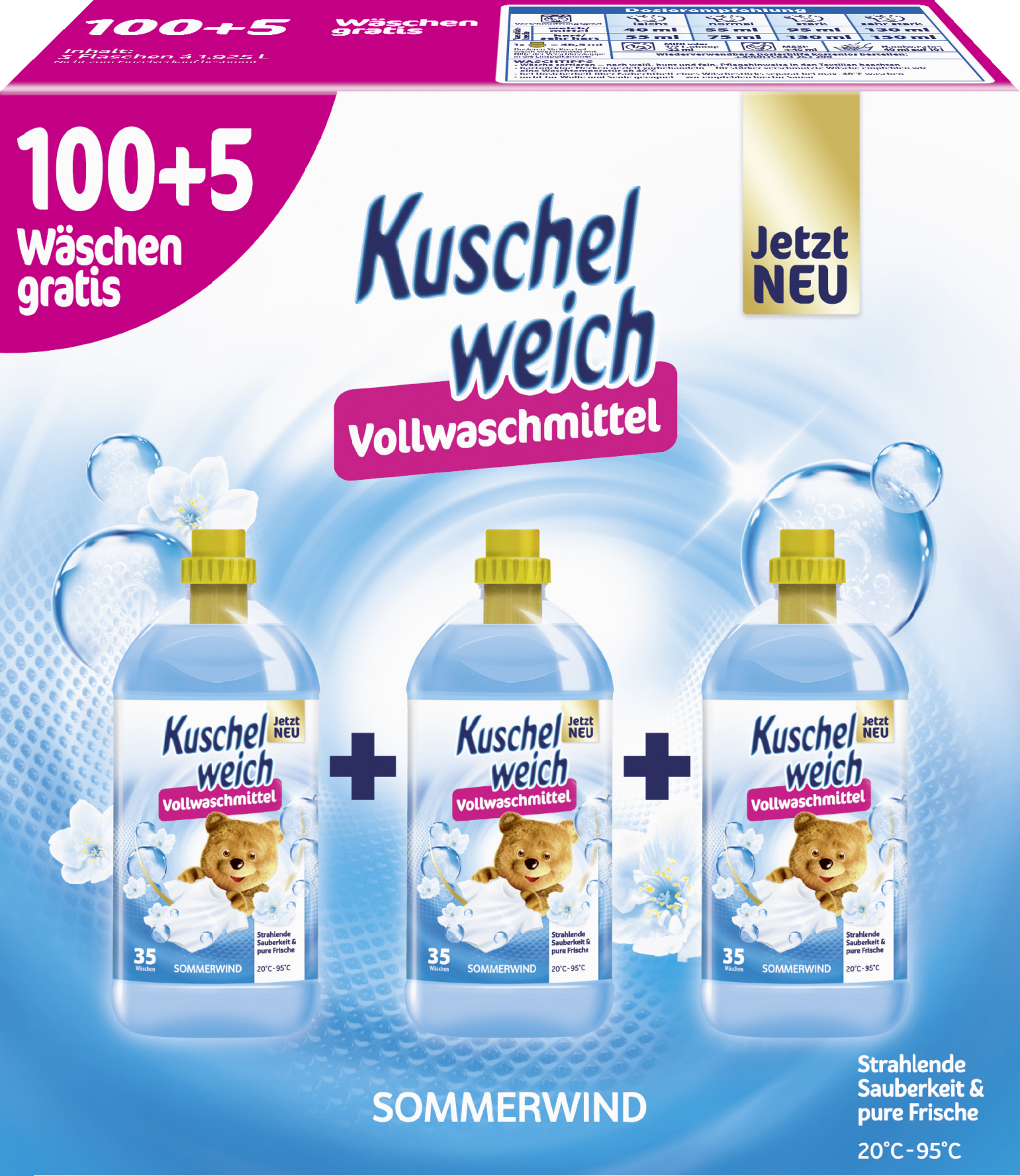 Kuschelweich Vollwaschmittel Flüssig Sommerwind Großpackung 105WL