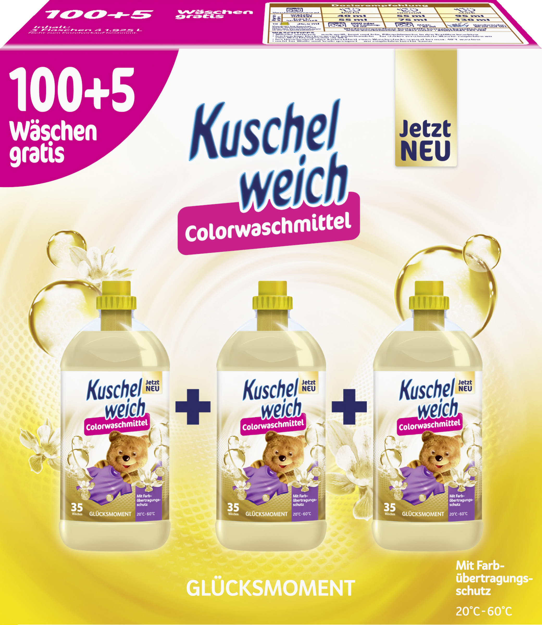 Kuschelweich Colorwaschmittel Flüssig Glücksmoment Großpackung 105WL