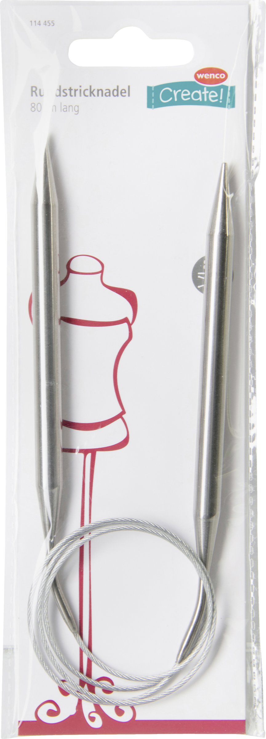 wenco Rundstricknadel mit farbigem Band 80cm 8,0