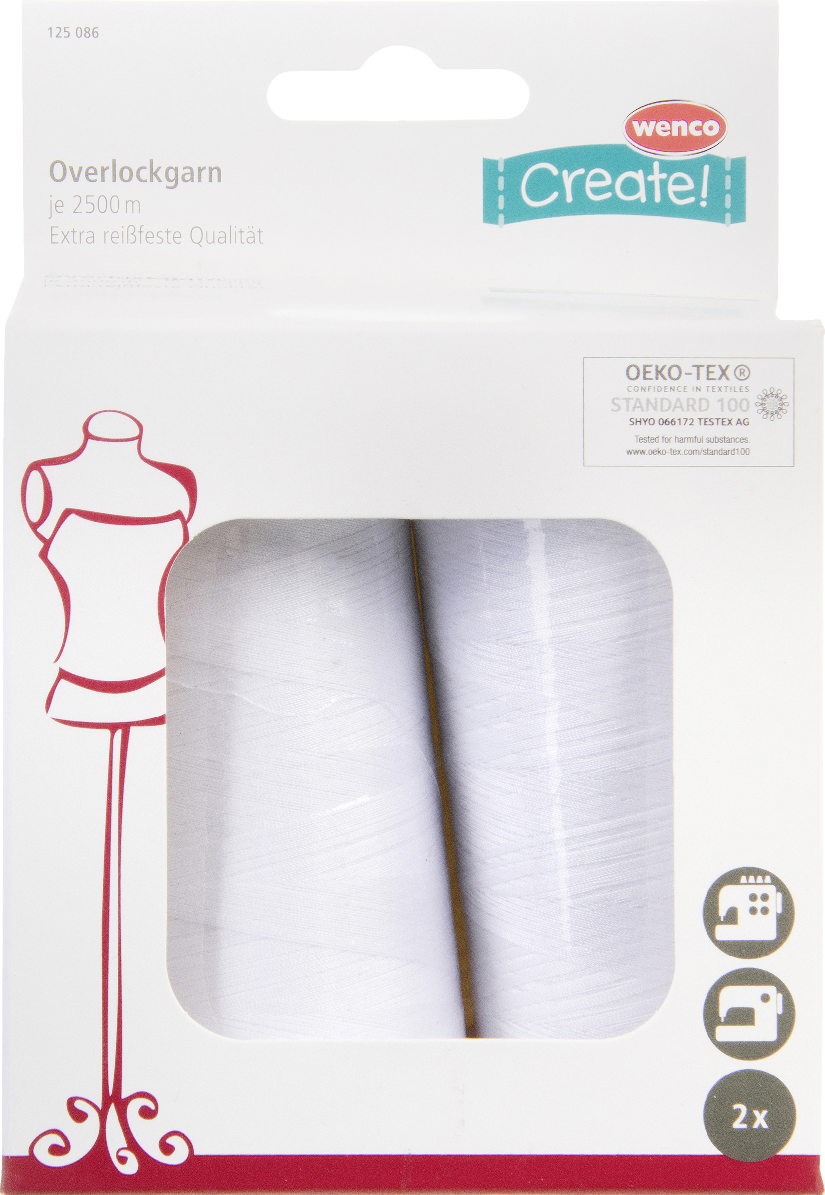 wenco Overlockgarn 2x2.500m weiß
