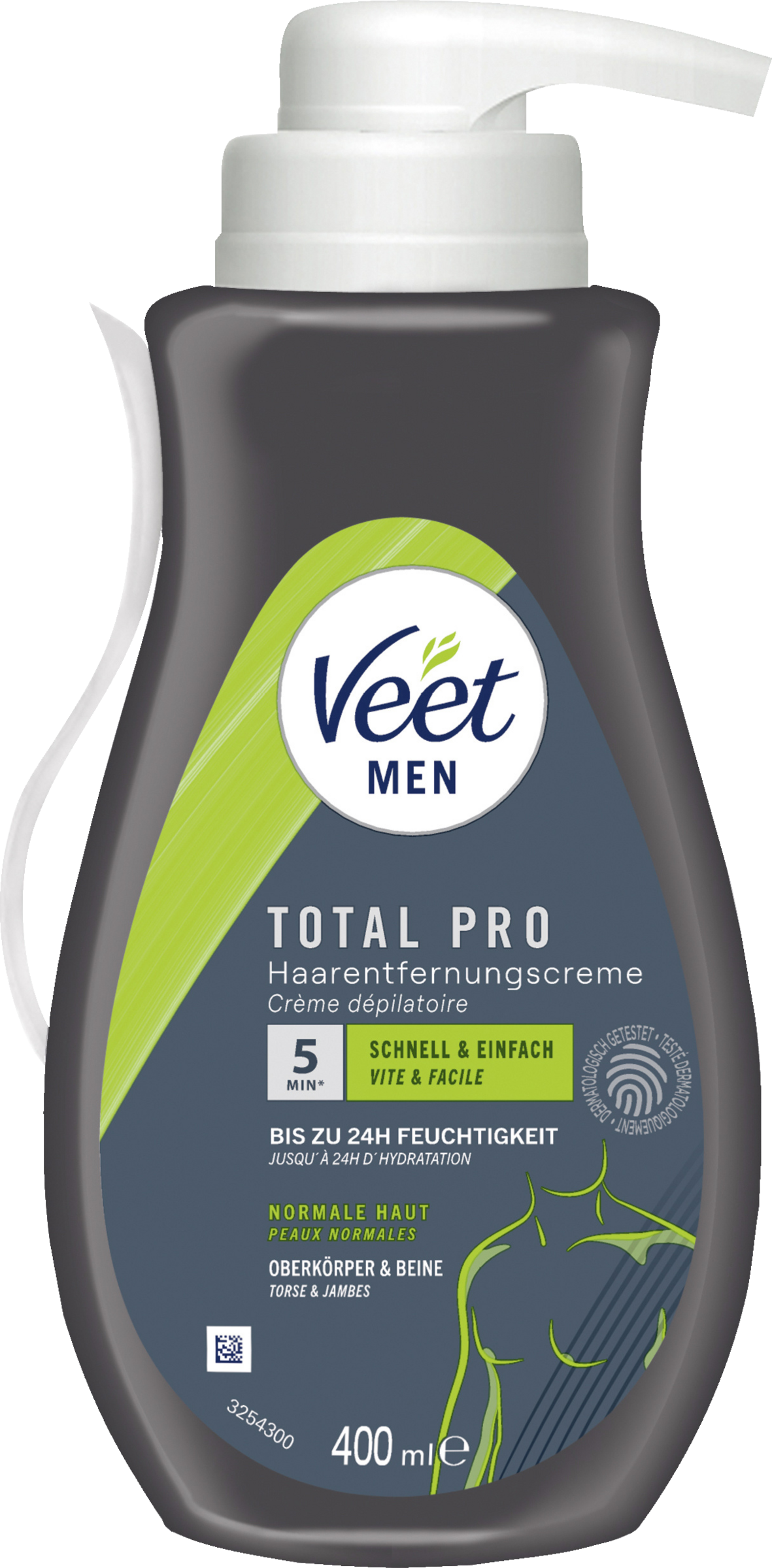 Veet for Men Men Haarentfernungscreme Oberkörper & Beine Pumpspender, normale Haut