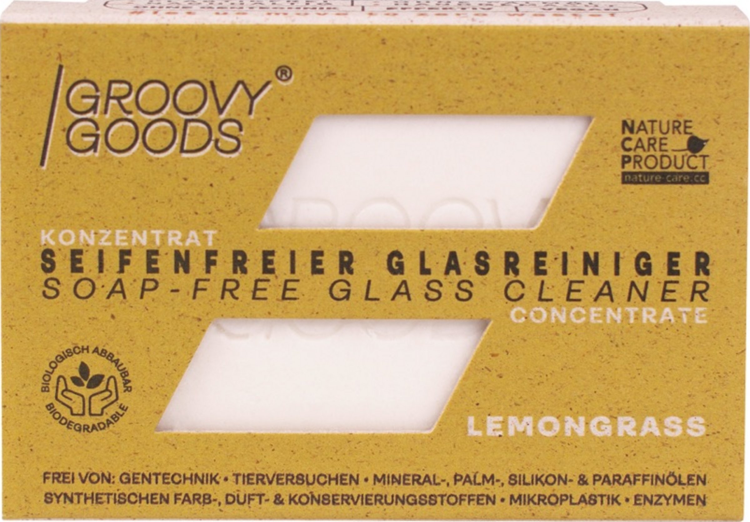 Groovy Goods Seifenfreier, fester Glasreiniger, Bio-Lemongrass