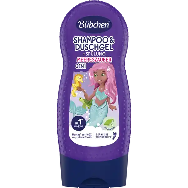 BübchenKinder Shampoo & Duschgel & Spülung 3in1 Meereszauber, 230 ml