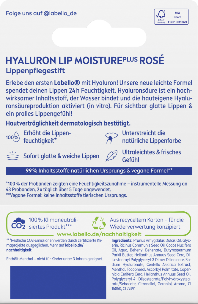 Labello Lippenpflegestift Hyaluron Lip Moisture rosé online kaufen
