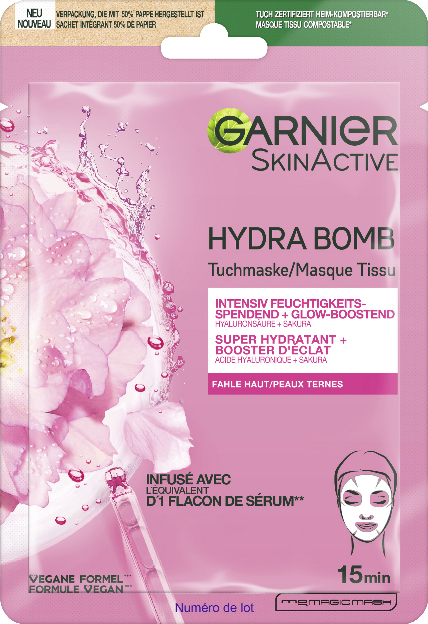 Garnier SkinActive Tuchmaske Hydra Bomb Sakura Glow Booster