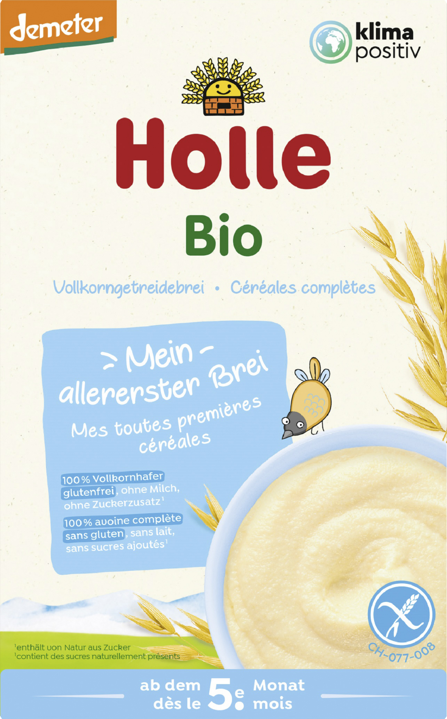 Holle Bio-Vollkorngetreidebrei Mein allererster Brei Hafer ab dem 5. Monat