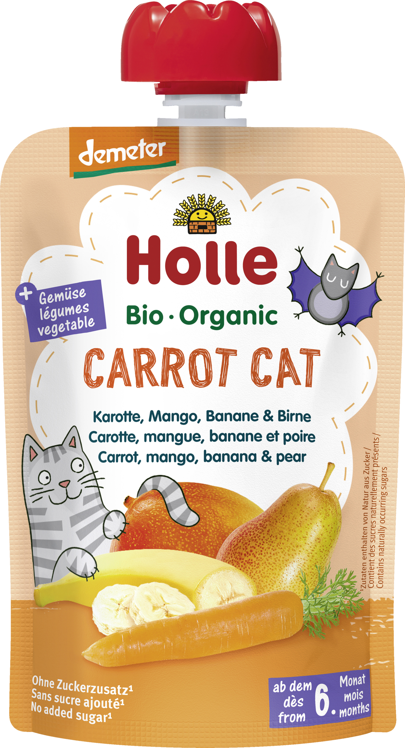 Holle Carrot Cat - Karotte, Mango, Banane & Birne ab dem 6. Monat