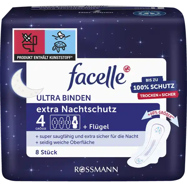 Ultra-Binden extra Nachtschutz mit Flügeln