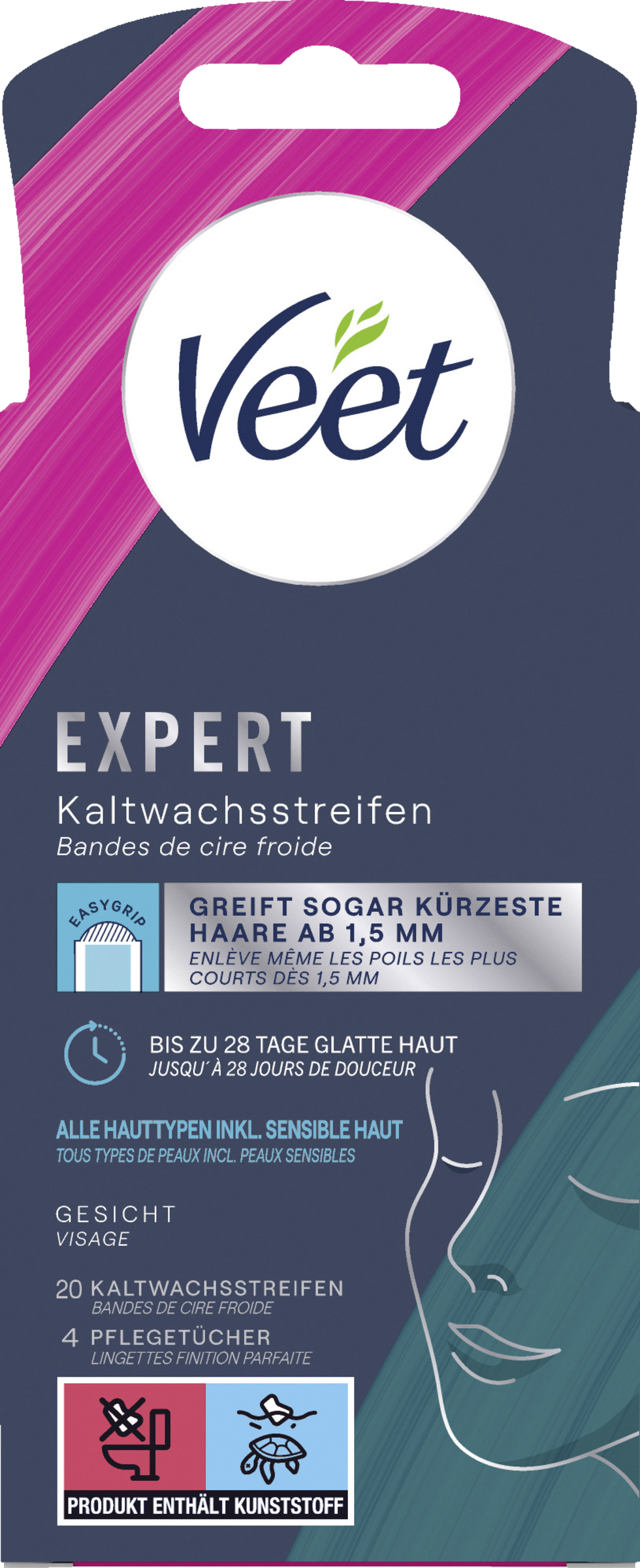 Veet EXPERT Kaltwachsstreifen Gesicht, alle Hauttypen