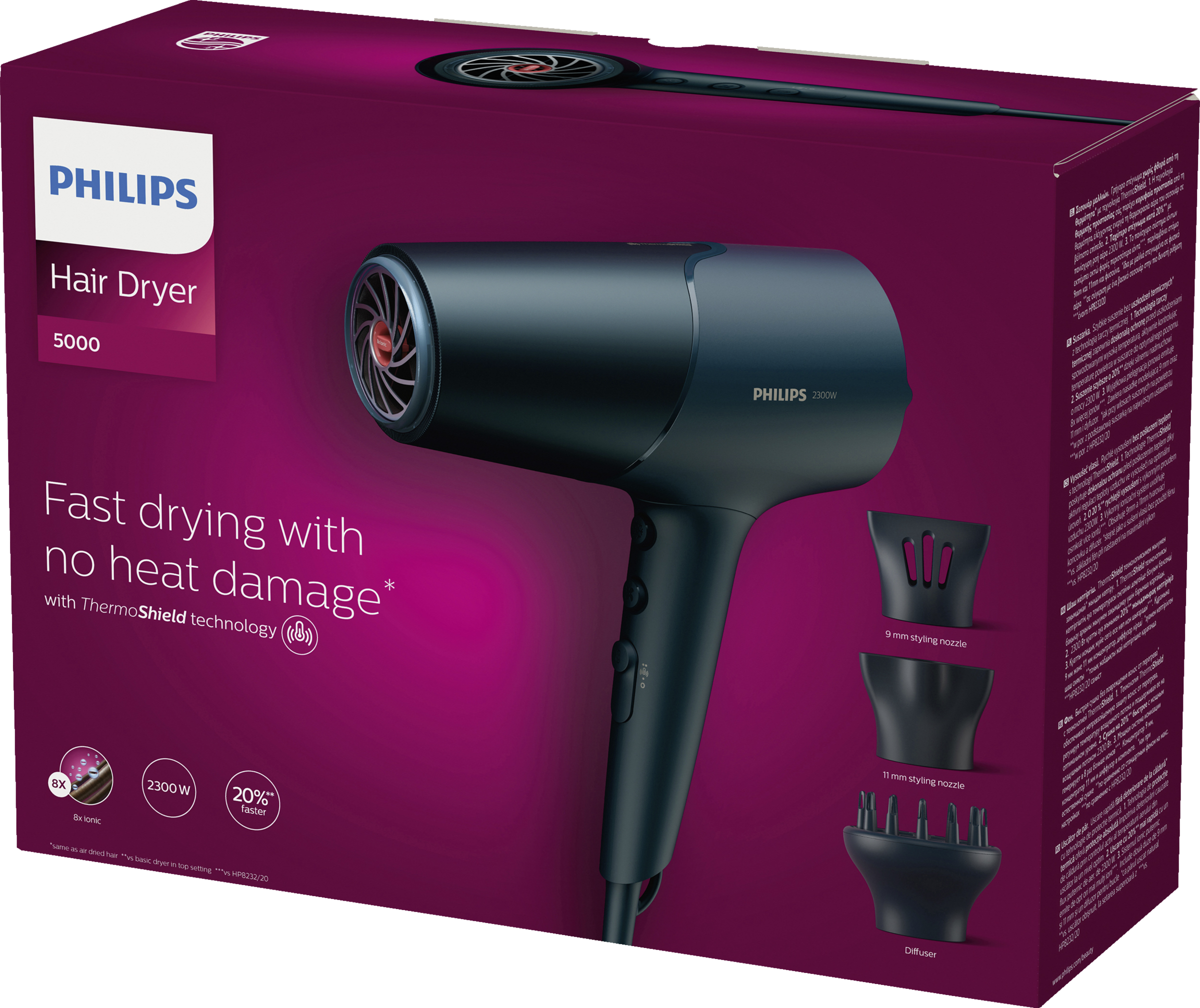 PHILIPS Haartrockner 5000 BHD512/20 schwarz