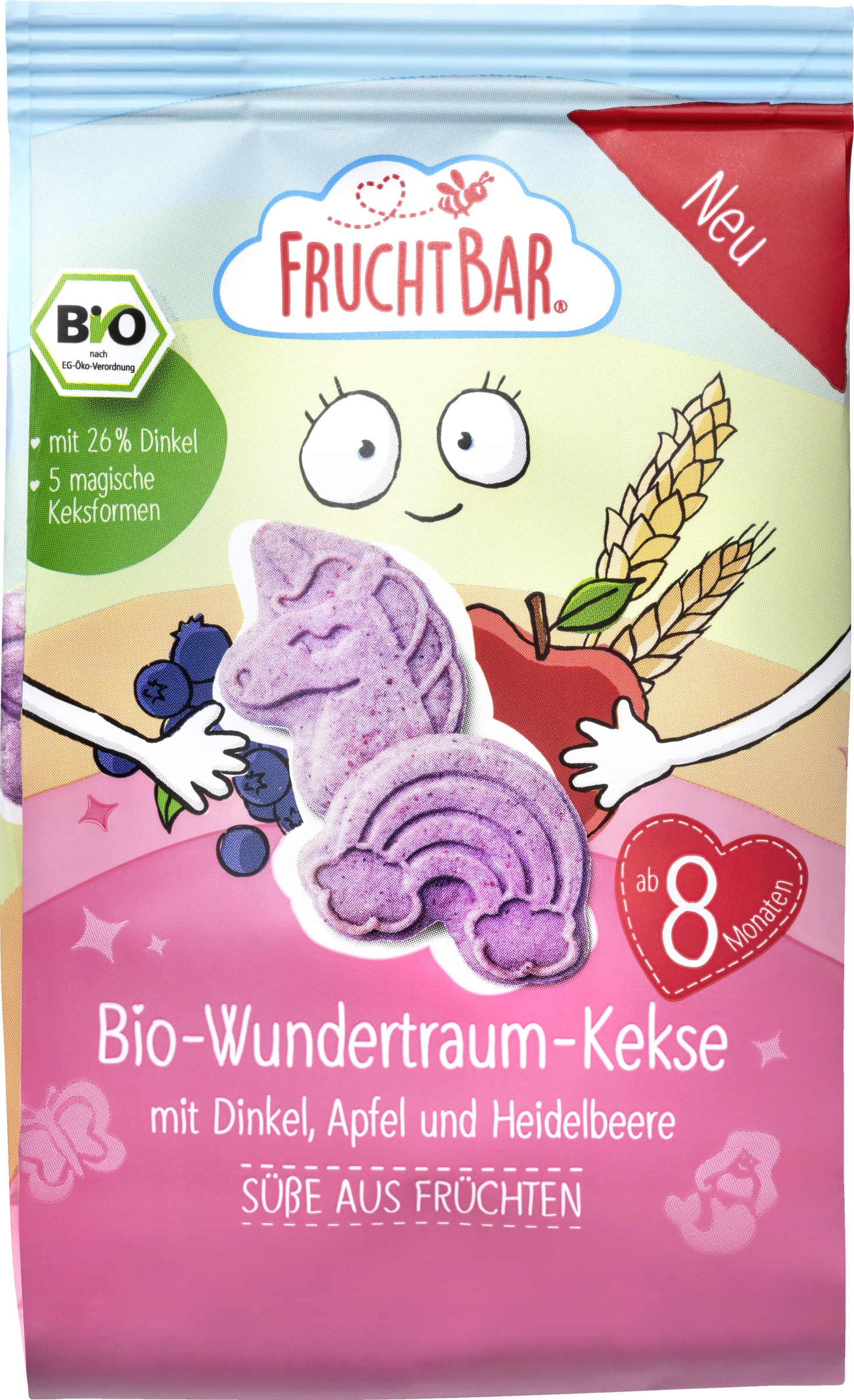 FruchtBar Bio Wundertraum Kekse mit Dinkel, Apfel und Heidelbeere