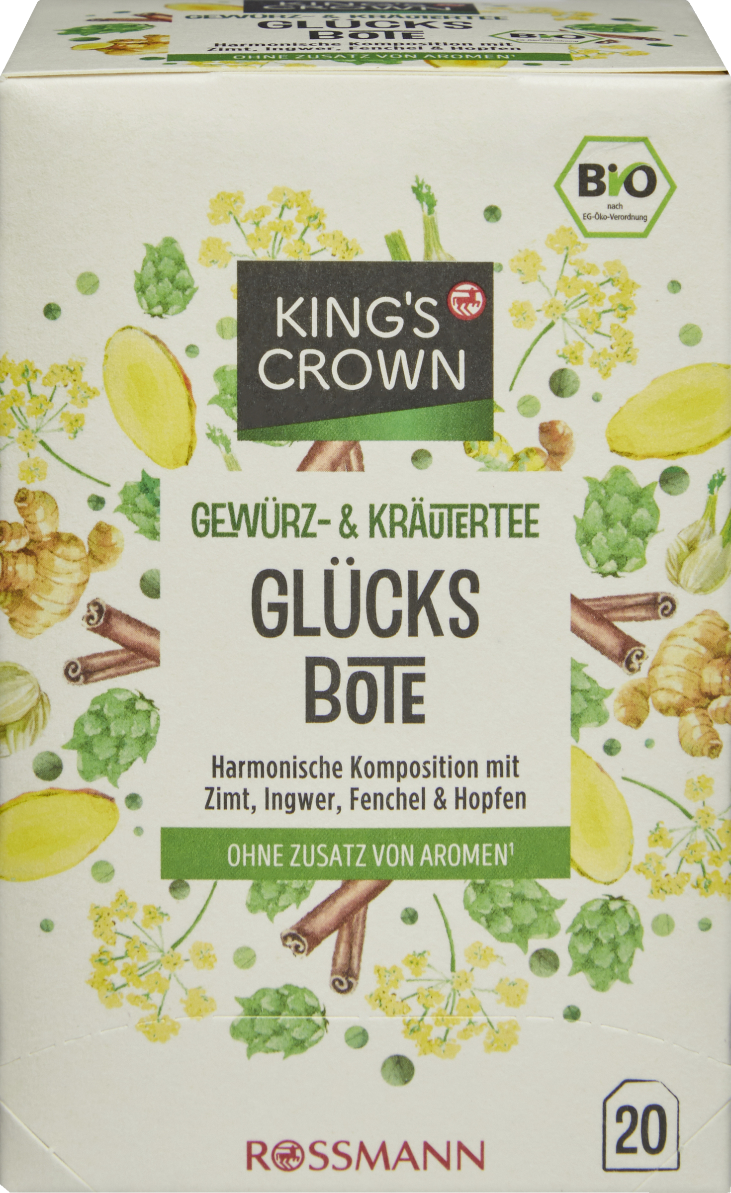 KING'S CROWN Bio Gewürz- & Kräutertee Glücksbote (20 Beutel)