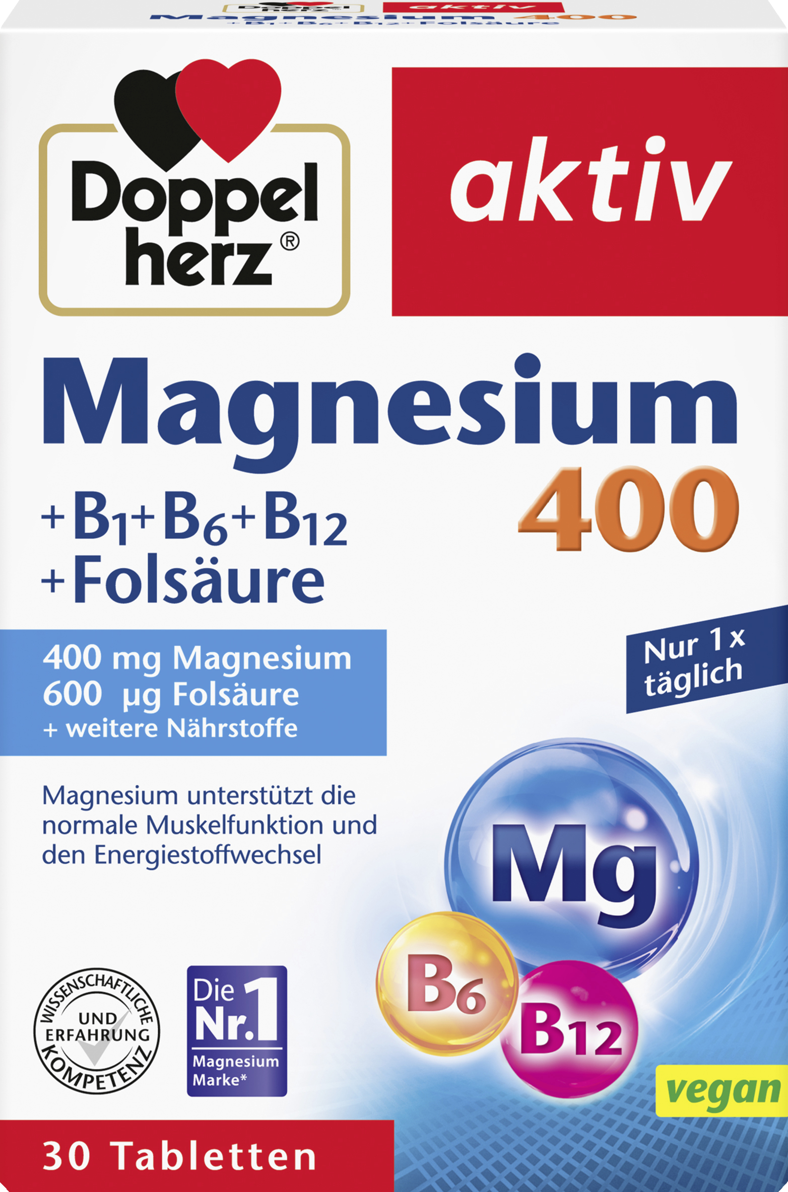 Doppelherz aktiv Magnesium 400 +B1 +B6 +B12 +Folsäure online kaufen