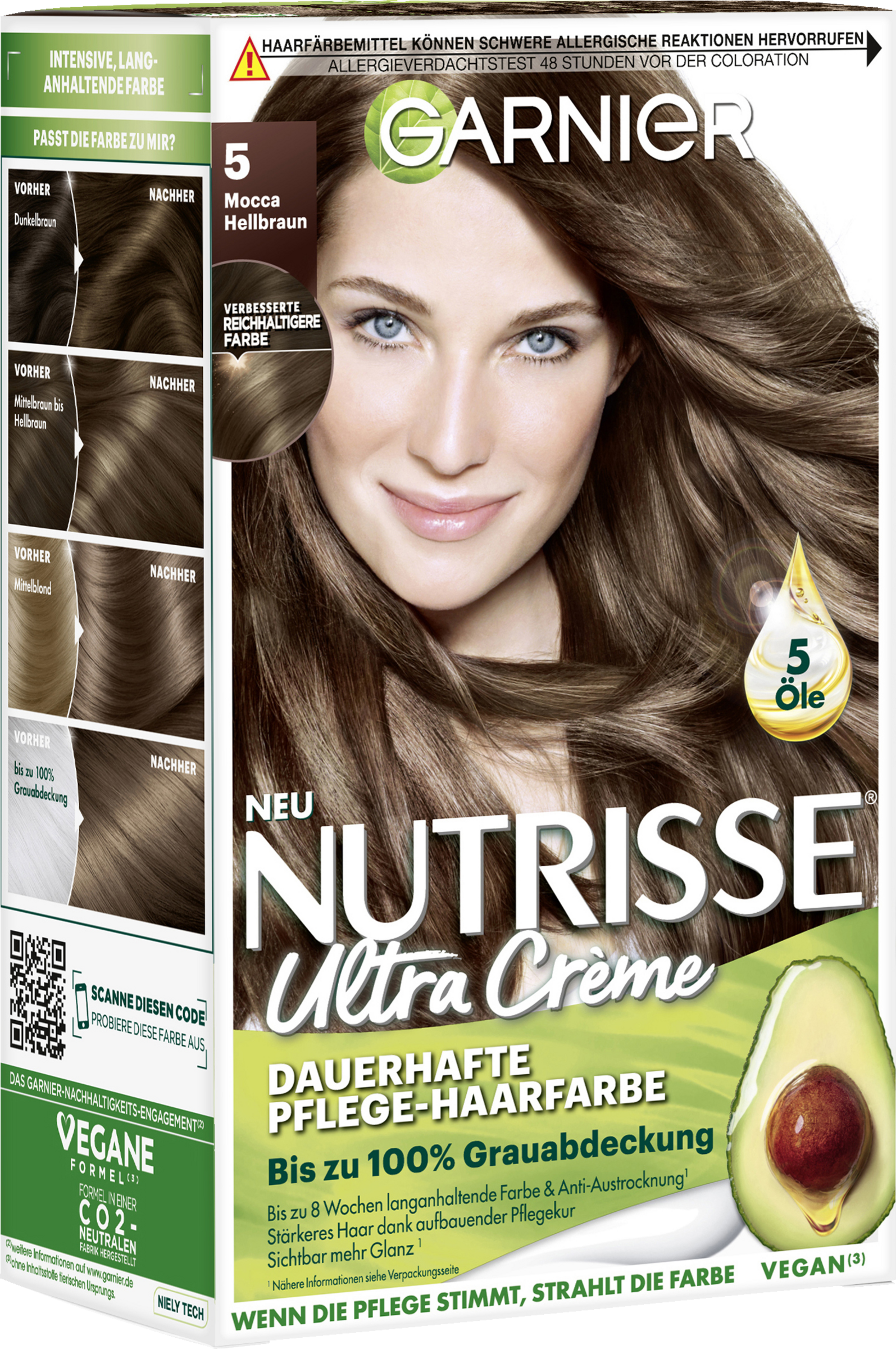 Garnier Nutrisse Ultra Crème Dauerhafte Pflege-Haarfarbe 5 Mocca Hellbraun