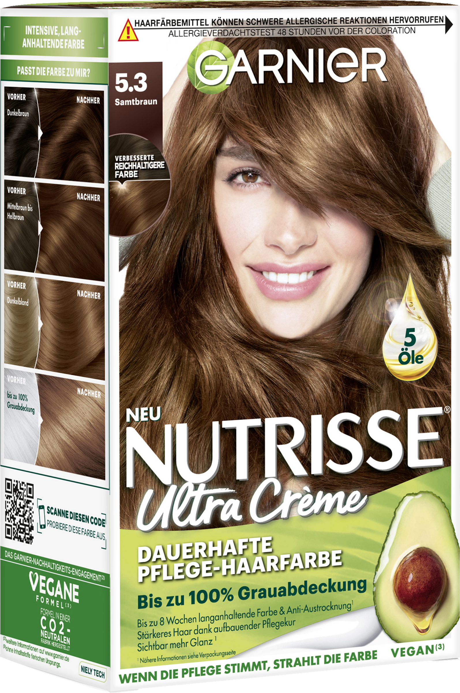 Garnier Nutrisse Ultra Crème Dauerhafte Pflege-Haarfarbe 5.3 Samtbraun