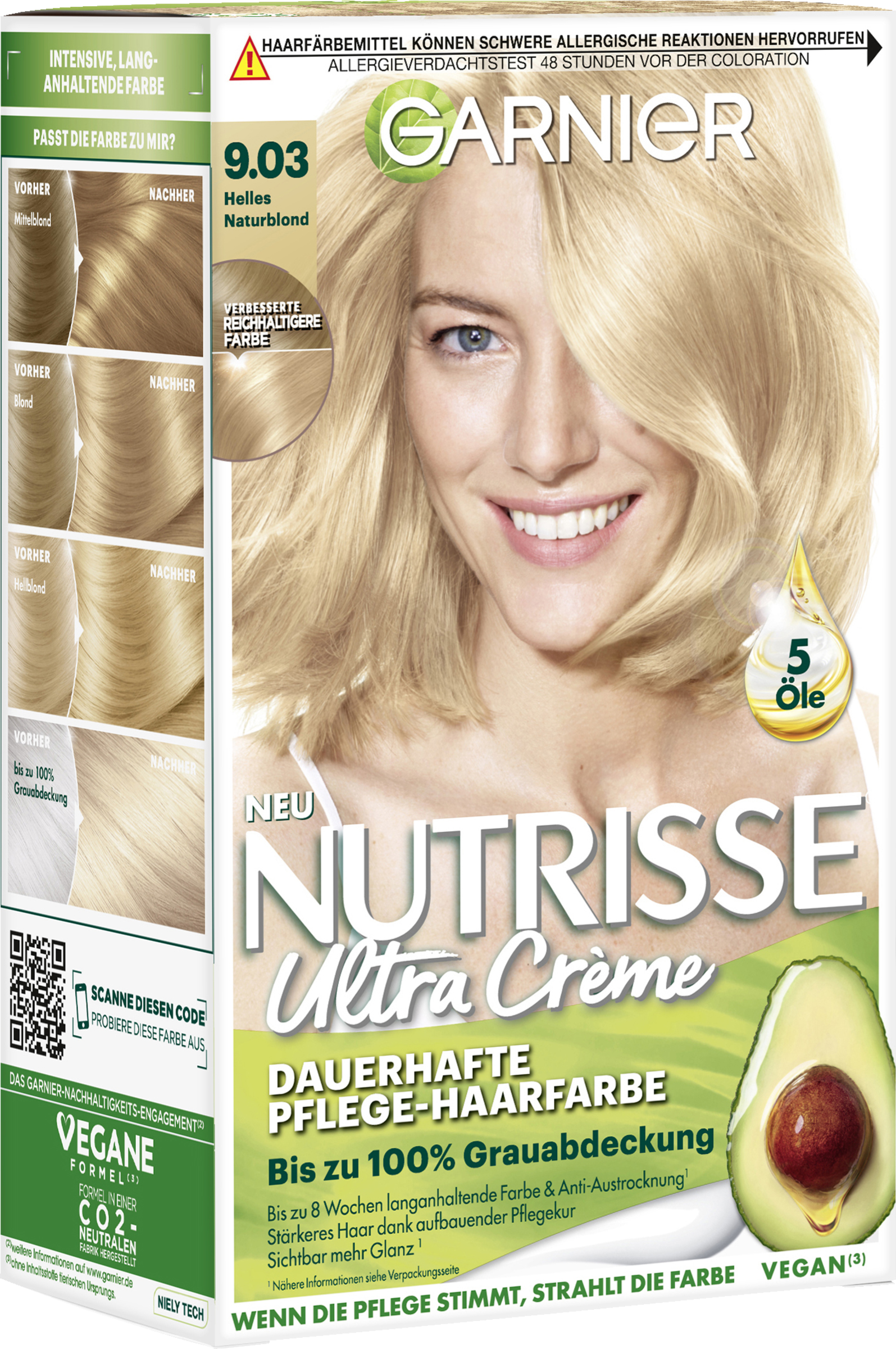 Ultra Crème Dauerhafte Pflege-Haarfarbe 9.03 Helles Naturblond