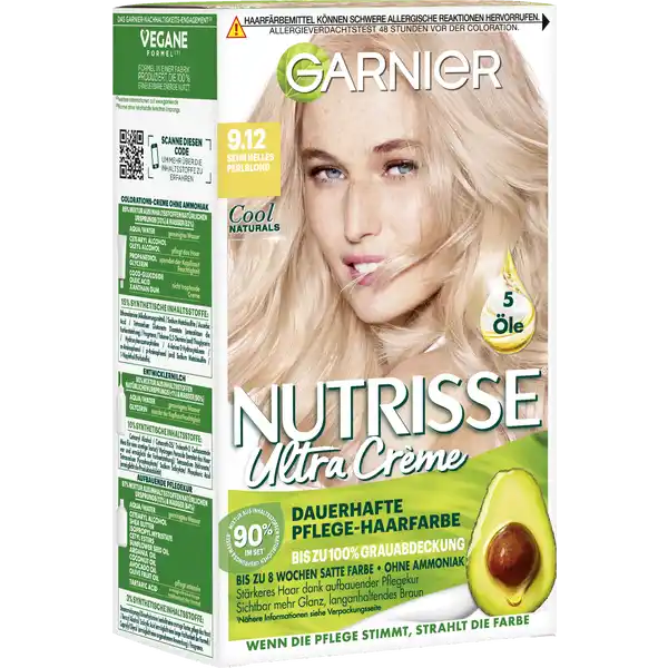 Garnier Nutrisse Ultra Crème Dauerhafte Pflege-Haarfarbe 9.12 Sehr ...