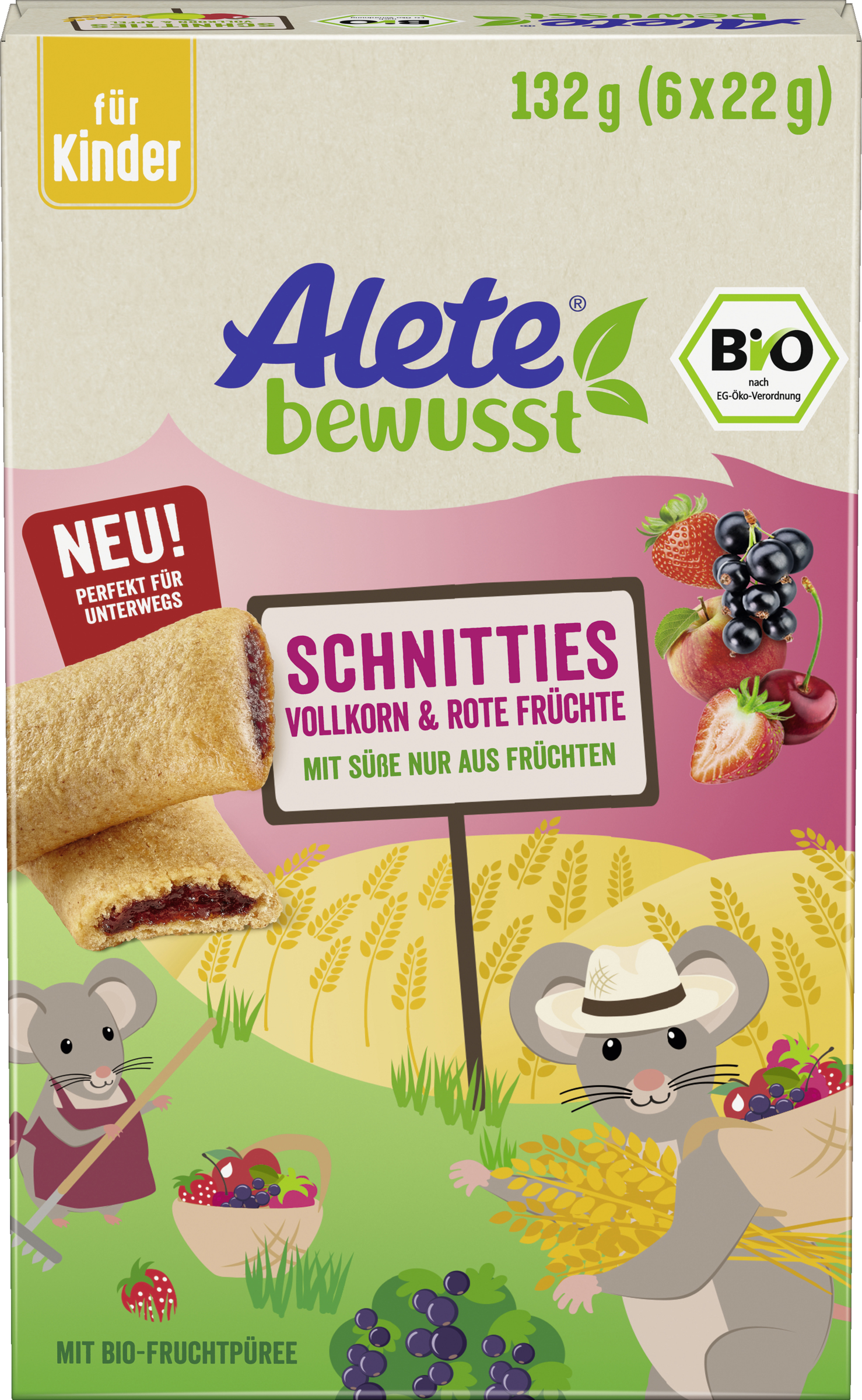 Alete bewusst Bio Schnitties Vollkorn & Rote Früchte (6x22g)