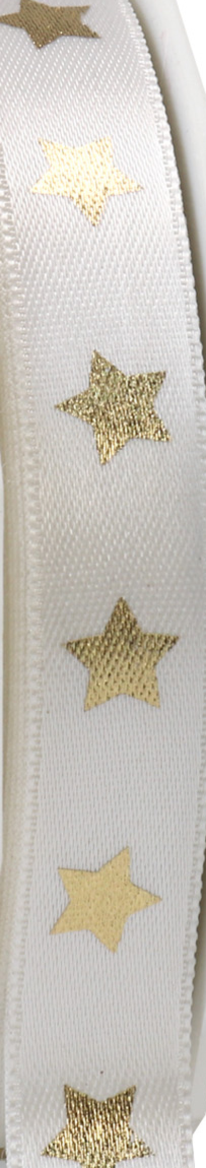 DEKOWELT Geschenkband Sterne weiß/gold