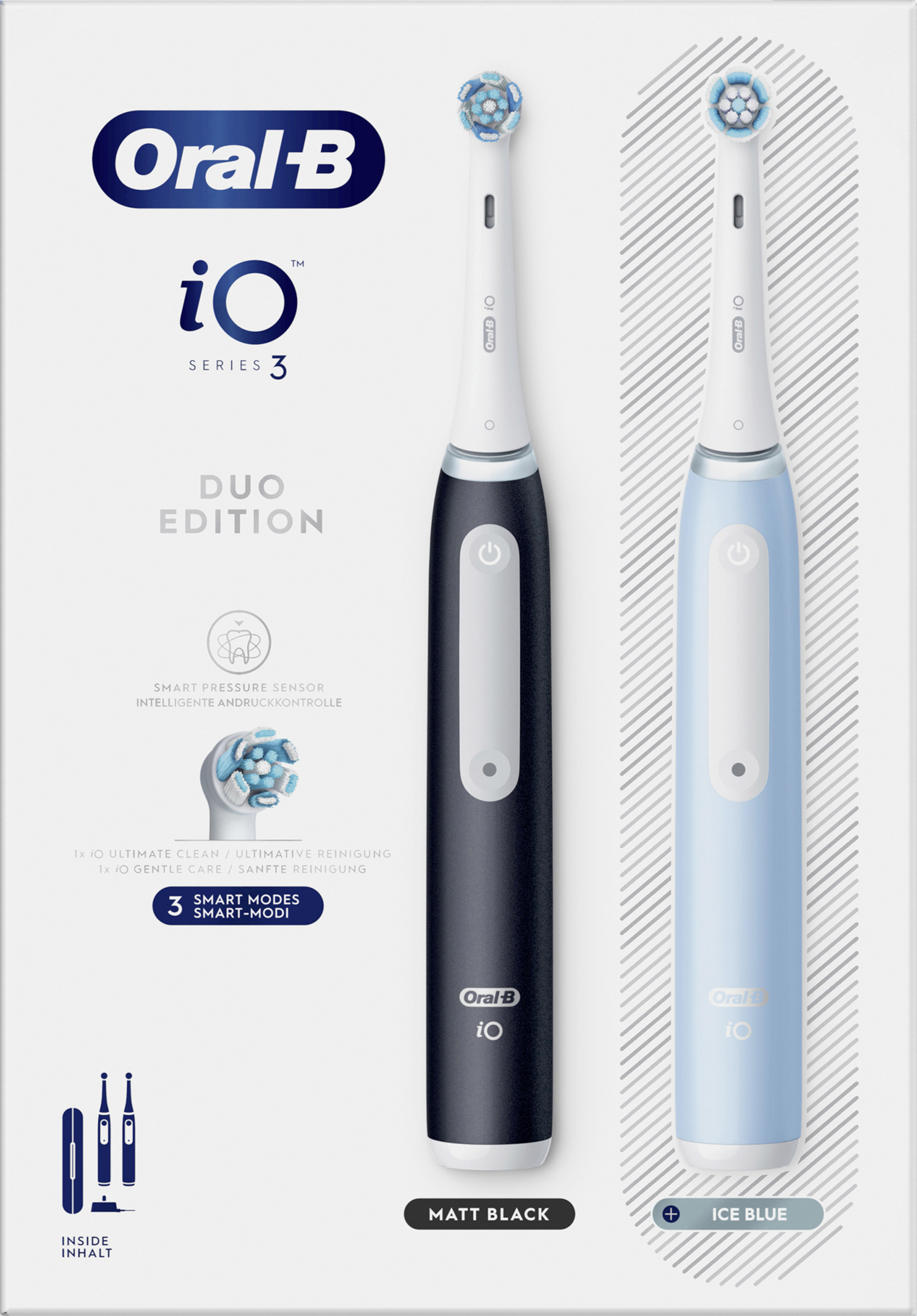 Oral-B Elektrische Zahnbürste iO Series 3n Matt Black/Ice Blue mit 2. Handstück