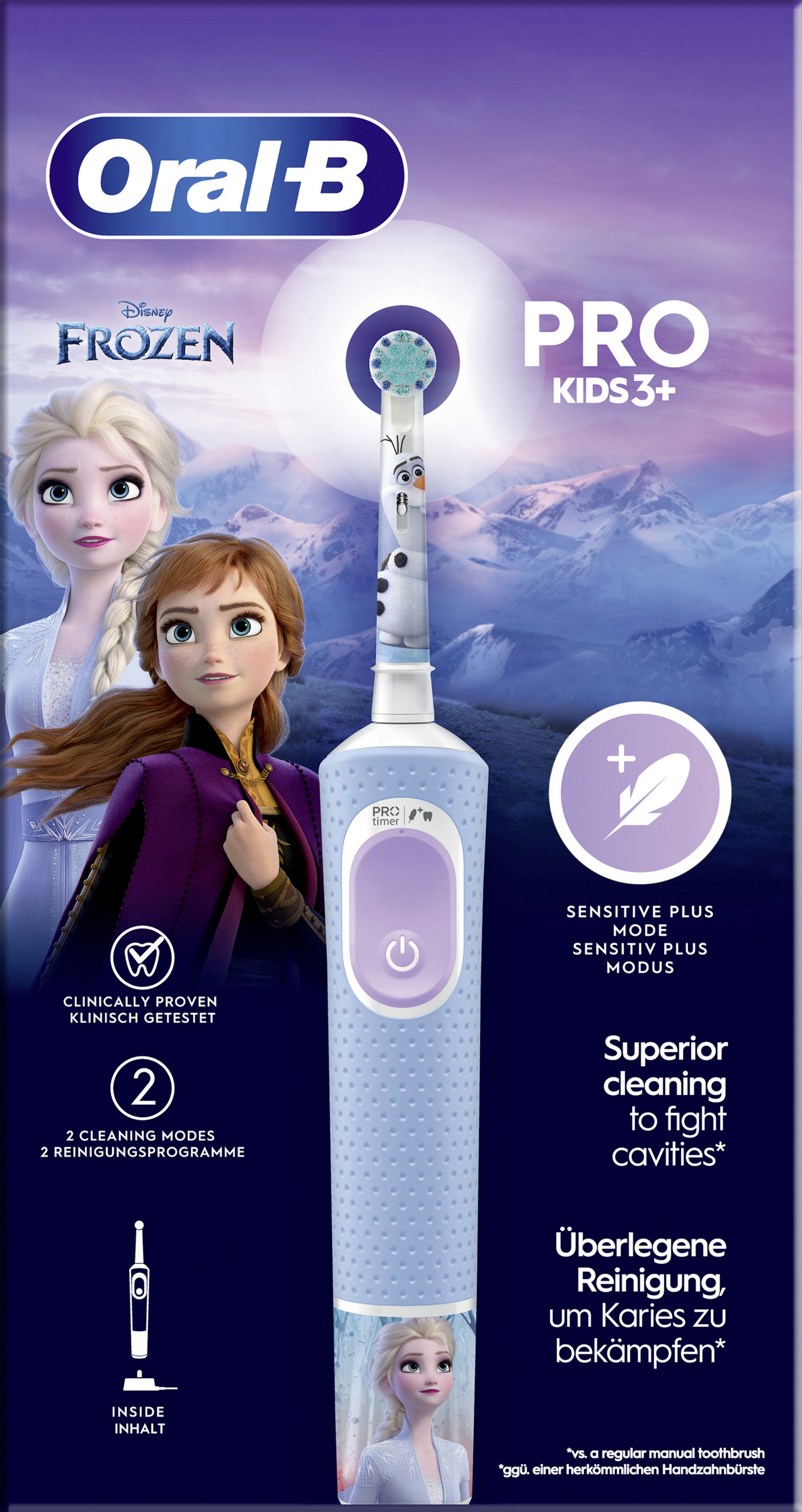 Vitality Pro 103 Kids Frozen, فرشاة أسنان كهربائية للأطفال, وضع Sensitive+, قطعة واحدة