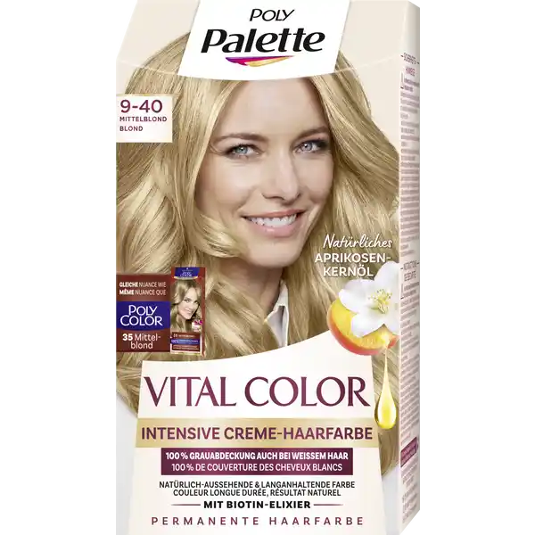 Poly Palette Vital Color Intensive Creme-Haarfarbe 9-40 Mittelblond ...