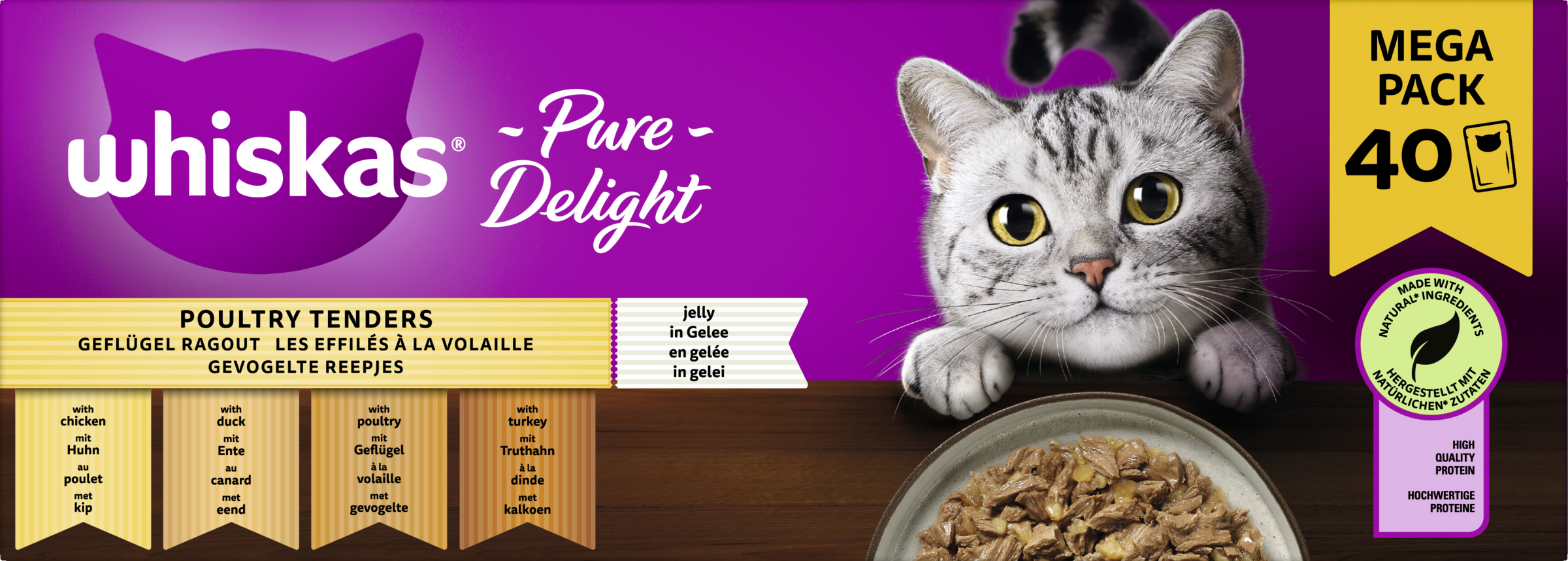 Whiskas Pure Delight Portionsbeutel Geflügel Ragout in Gelee Megapack