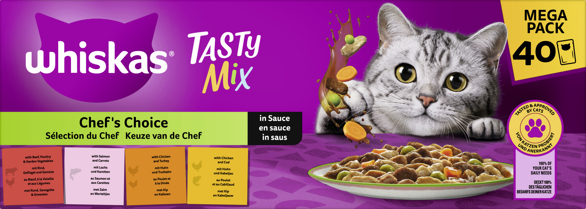Whiskas Tasty Mix Portionsbeutel Chef's Choice in Sauce Megapack