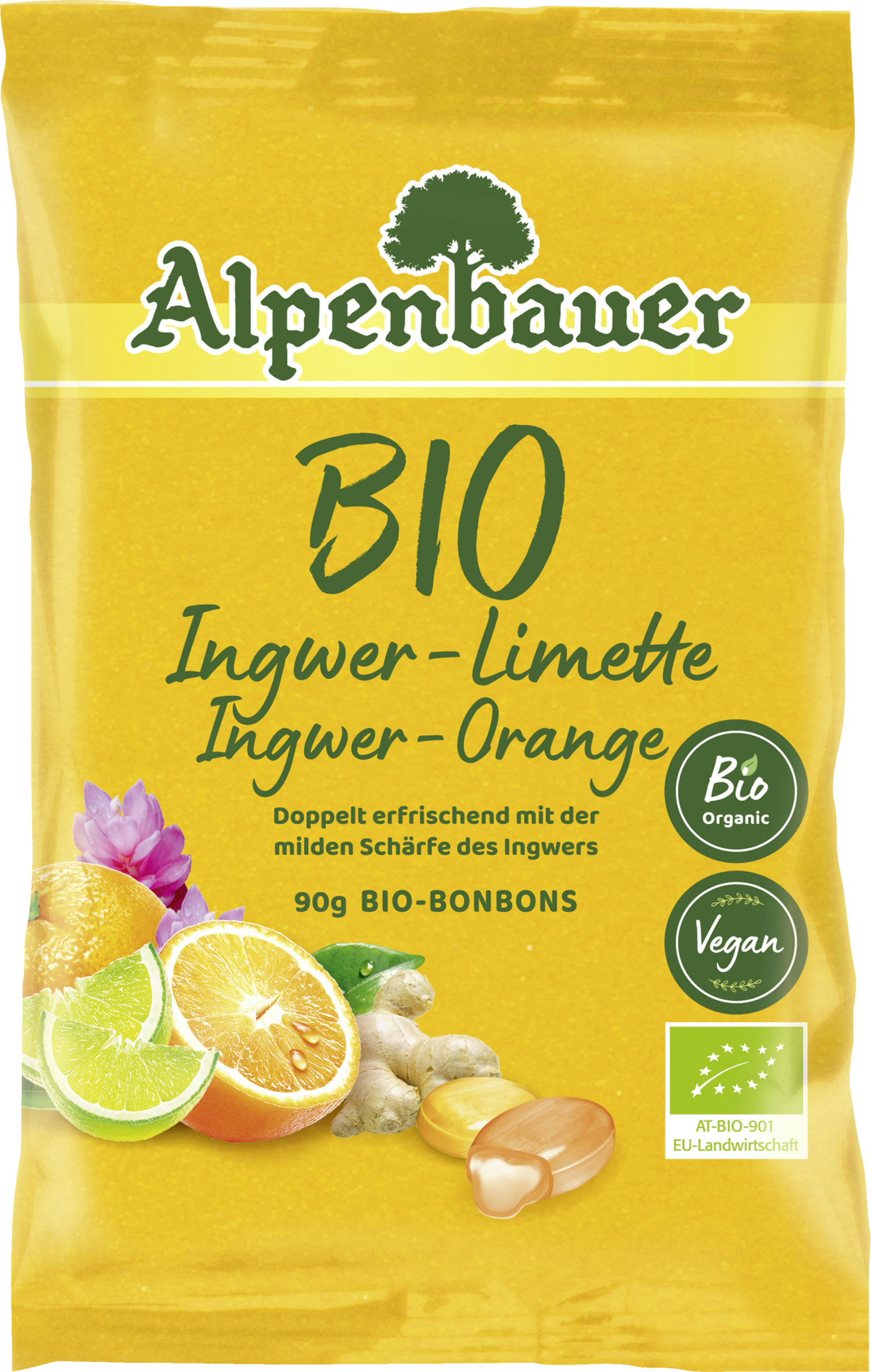 حلوى عضوية بالزنجبيل والليمون والبرتقال