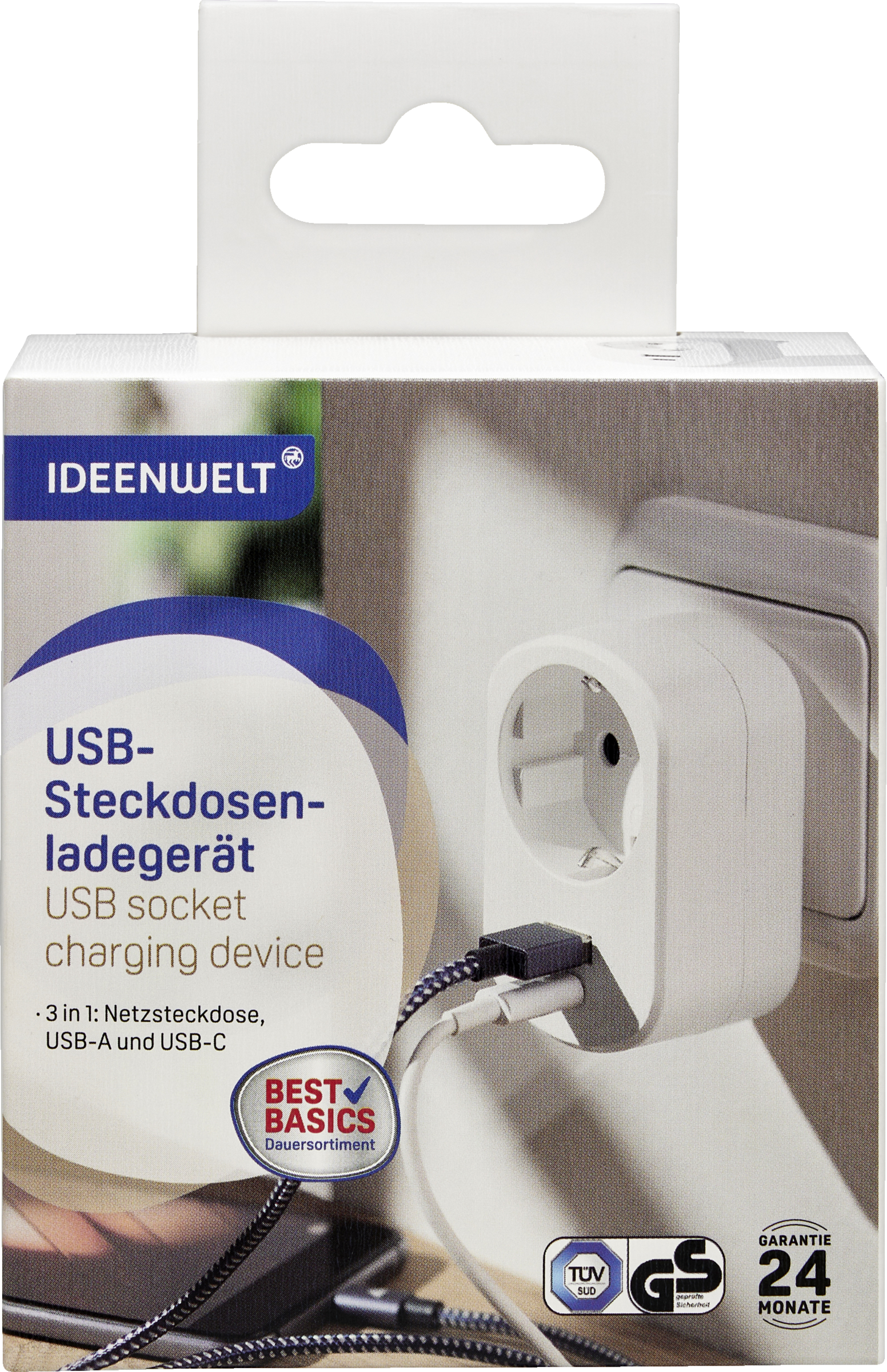 IDEENWELT Best Basics USB Steckdosenladegerät