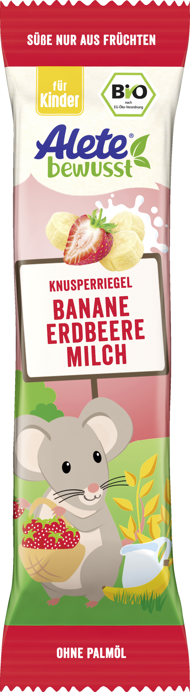 Alete bewusst Bio Knusperriegel Banane Erdbeere Milch