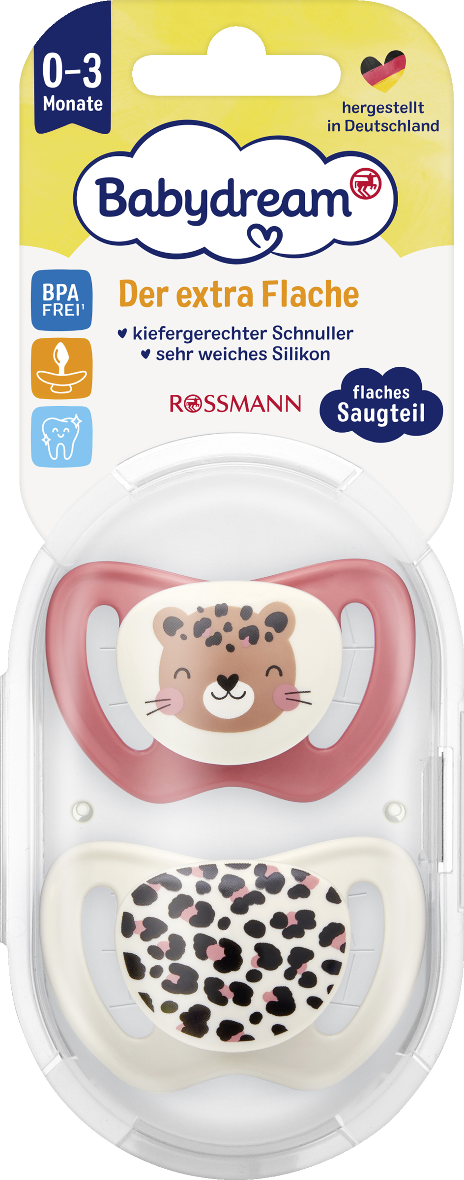 Babydream Beruhigungssauger "Der extra flache" anatomisch, Silikon 0-3 M.