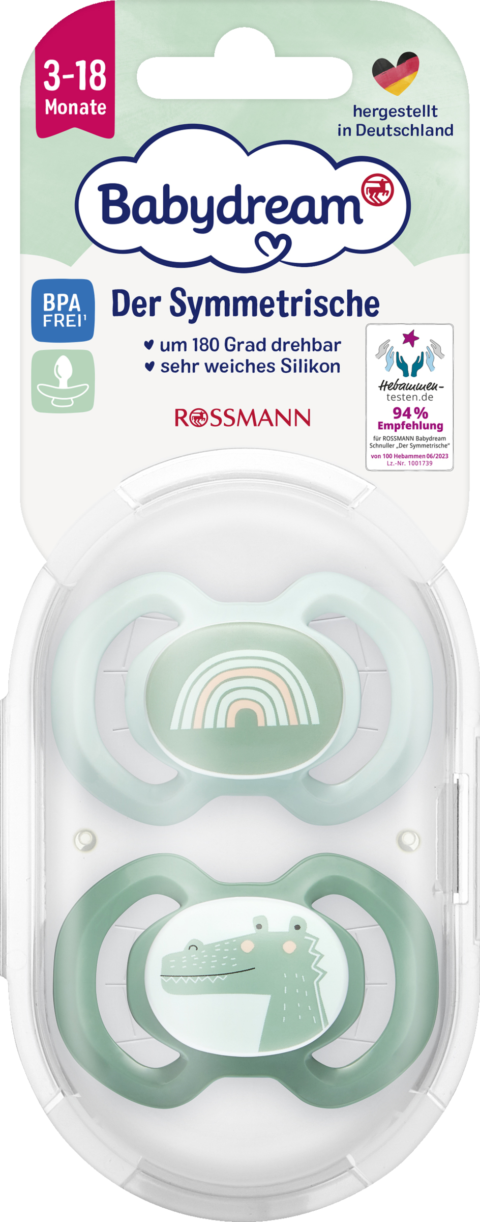 Babydream Beruhigungssauger "Der Symmetrische" Silikon 3-18 M.