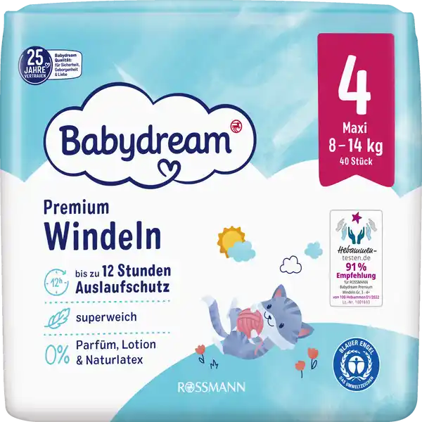 Babydream Premium Windeln Größe 4 Maxi, 40 Stück, 8-14 kg online kaufen ...