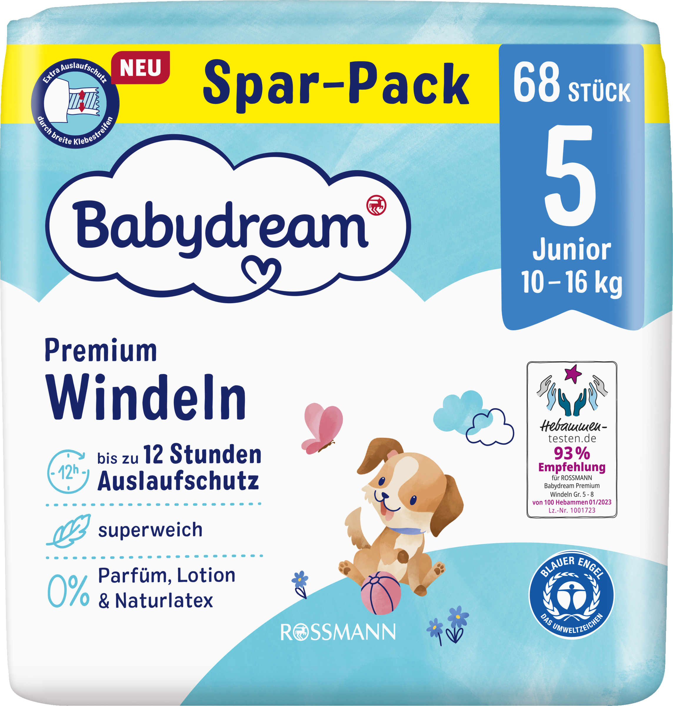 Babydream Premium Windeln Größe 5 Junior Jumbo, 68 Stück, 10-16 kg