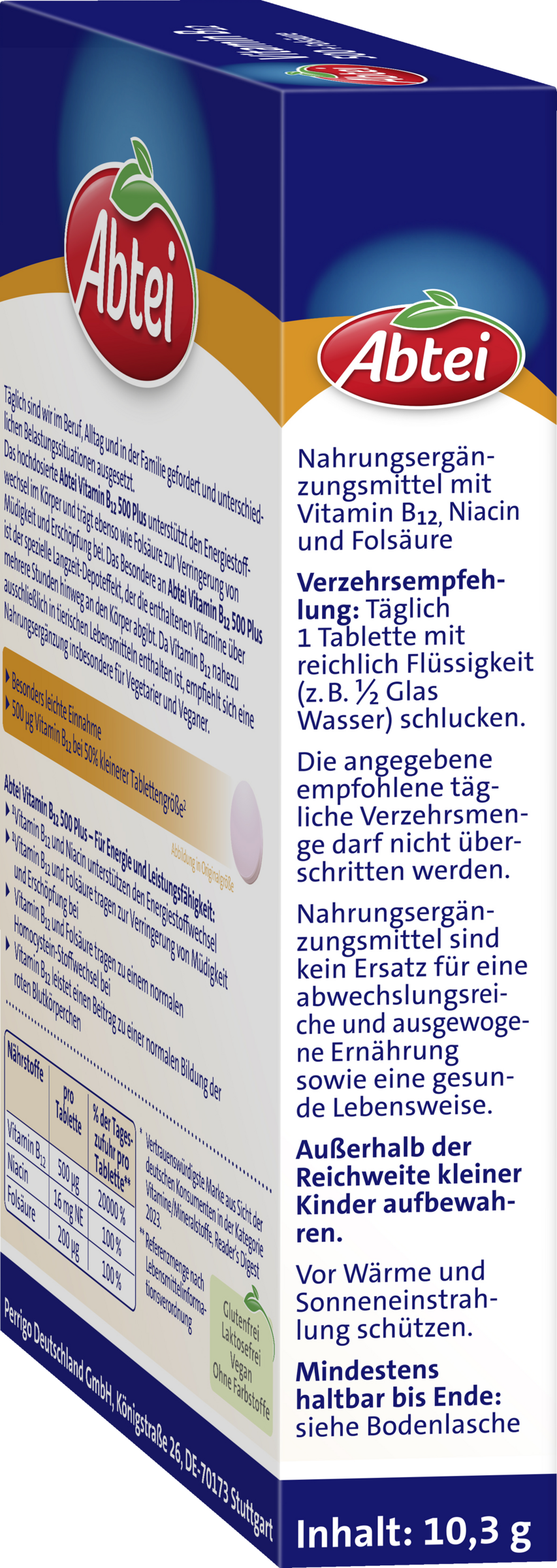 أقراص صغيرة فيتامين ب12 500 + حمض الفوليك 2